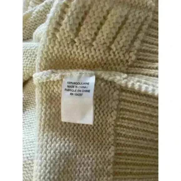 MILLY 100% Wool Cream Tan Heavy Weight Knit Sweater Size Medium - Picture 5 of 5
